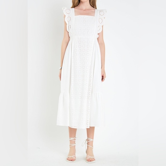 English Factory Eyelet Midi Dress White NWT - Picture 2 of 16